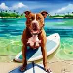 Cute dog on a spittleboard waiting to go