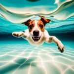 sweet dog swimming underwater