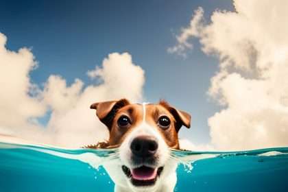 A jack russell enjoying pool time