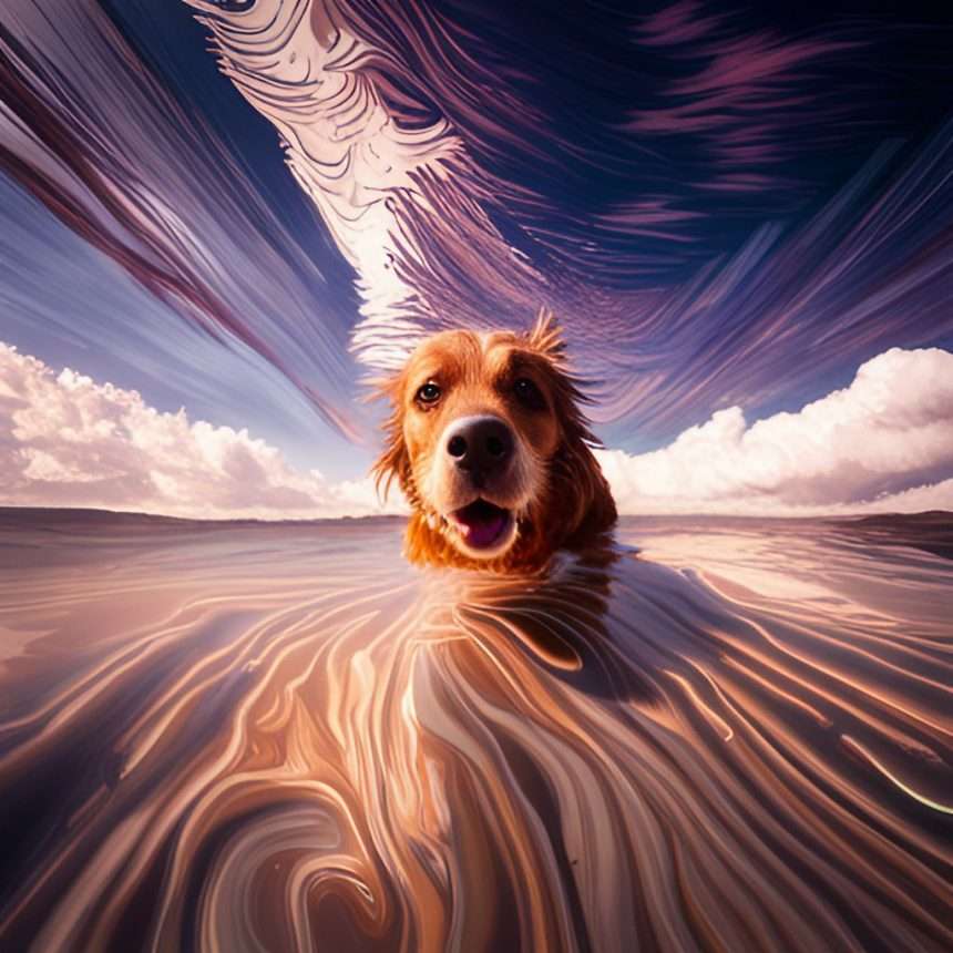 A beautiful retriever in the sunset