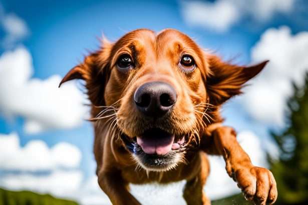 A dog jumping into the water