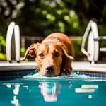 A dog waiting into a pool