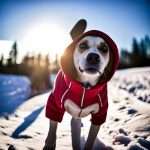Is a cute dog in a red hoodie